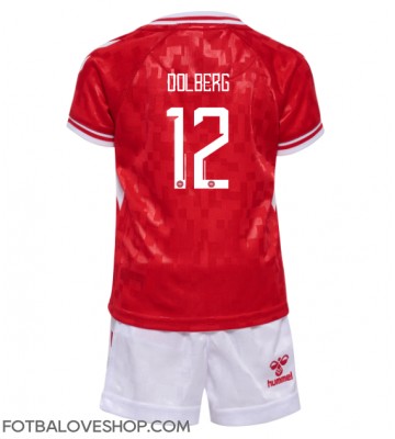 Dánsko Kasper Dolberg #12 Dětské Domácí Dres ME 2024 Krátký Rukáv (+ trenýrky)